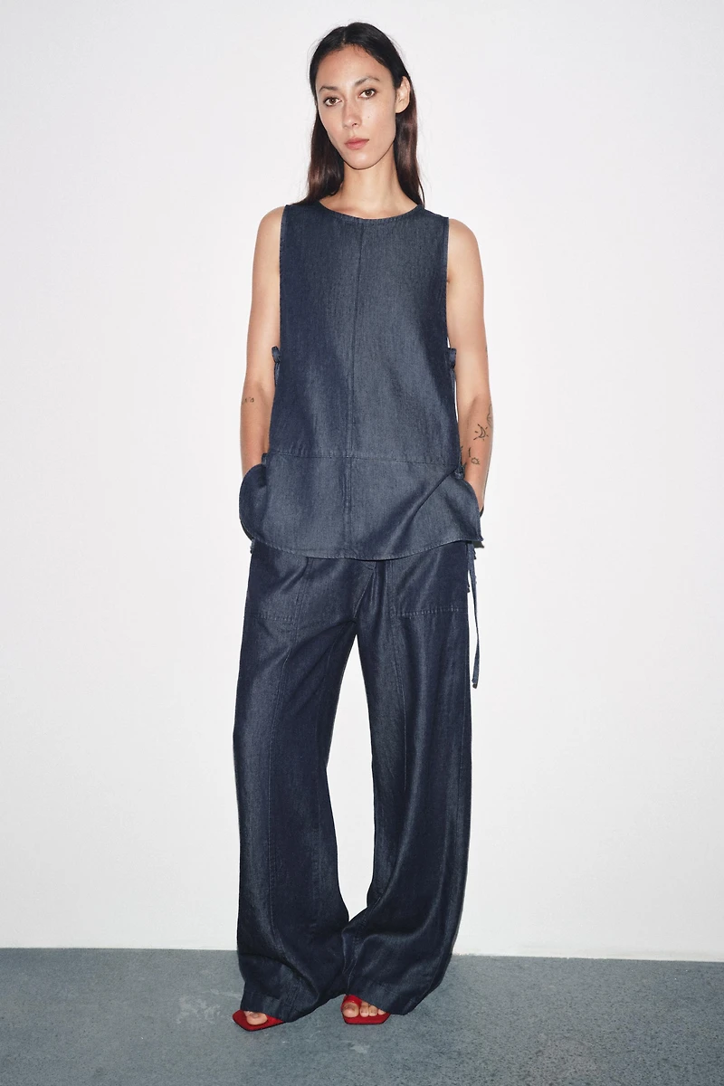 ZW COLLECTION DENIM TIE TOP