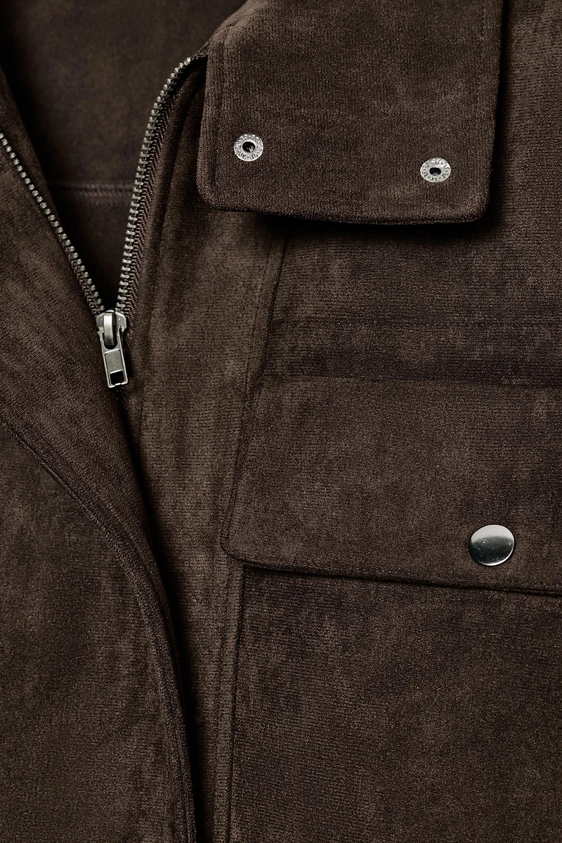 OVERSIZED FAUX SUEDE BOMBER JACKET