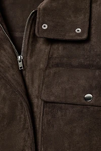 OVERSIZED FAUX SUEDE BOMBER JACKET