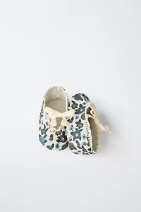 BALLET FLATS WITH BOW AND FLOWERS