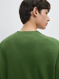 Wool blend crew neck knit sweater
