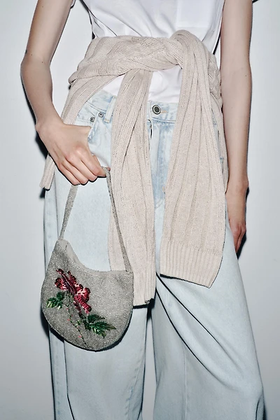 FLORAL BEADED SEQUIN BAG
