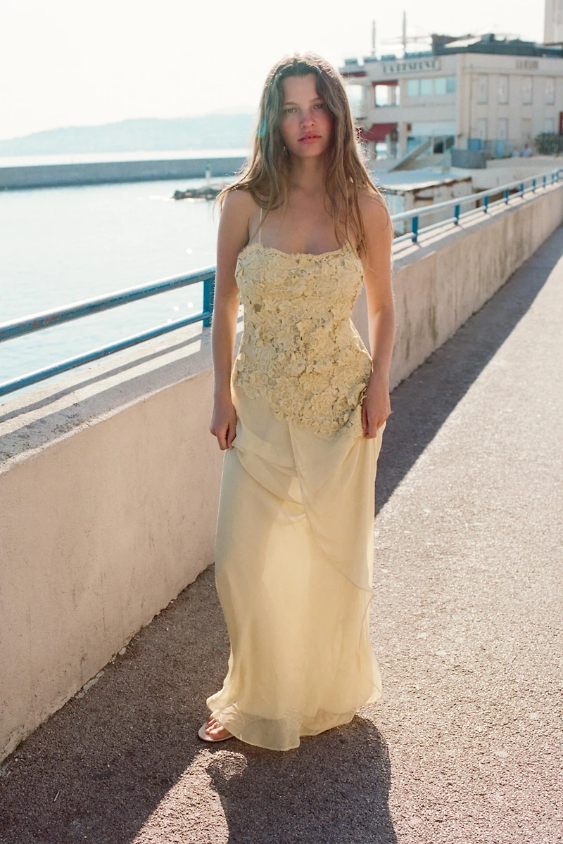 EMBOSSED LACE GEORGETTE DRESS