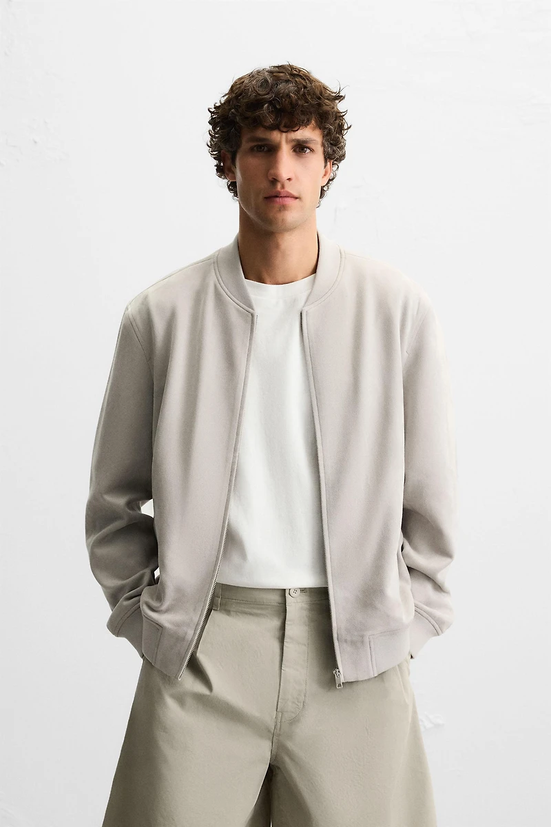 FAUX SUEDE BOMBER JACKET