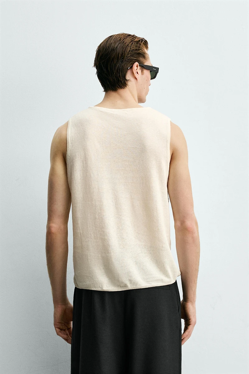 DÉBARDEUR EN TRICOT LIN - COTON