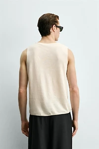 DÉBARDEUR EN TRICOT LIN - COTON