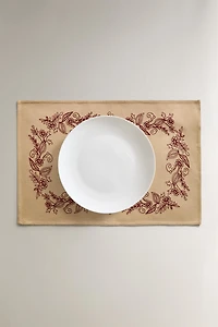 EMBROIDERED CHRISTMAS PLACEMAT WITH BRANCH DESIGN