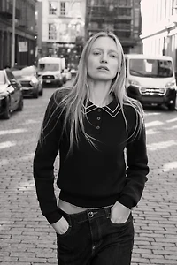 CONTRAST PIPING KNIT POLO SHIRT