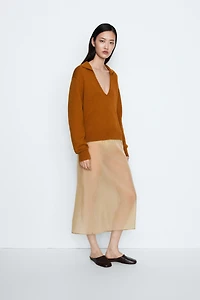 100% Cotton V-Neck Knit Sweater - STUDIO