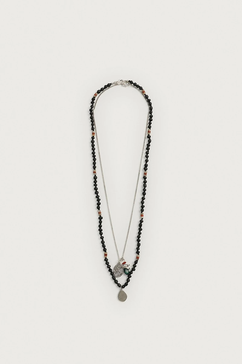 MIXED BEADED NECKLACE PACK OF 2