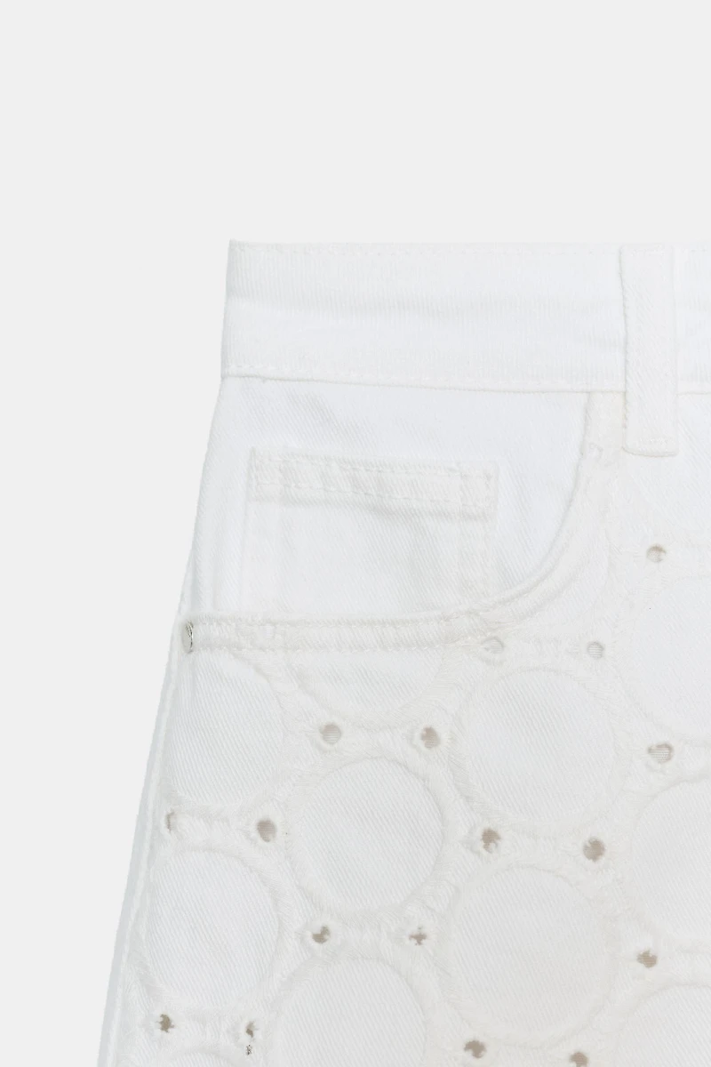 Z1975 MID-RISE EYELET EMBROIDERED SHORTS