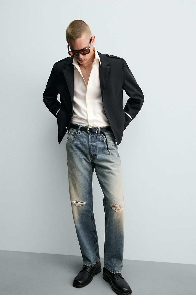 CONTRAST CROPPED FIT JACKET