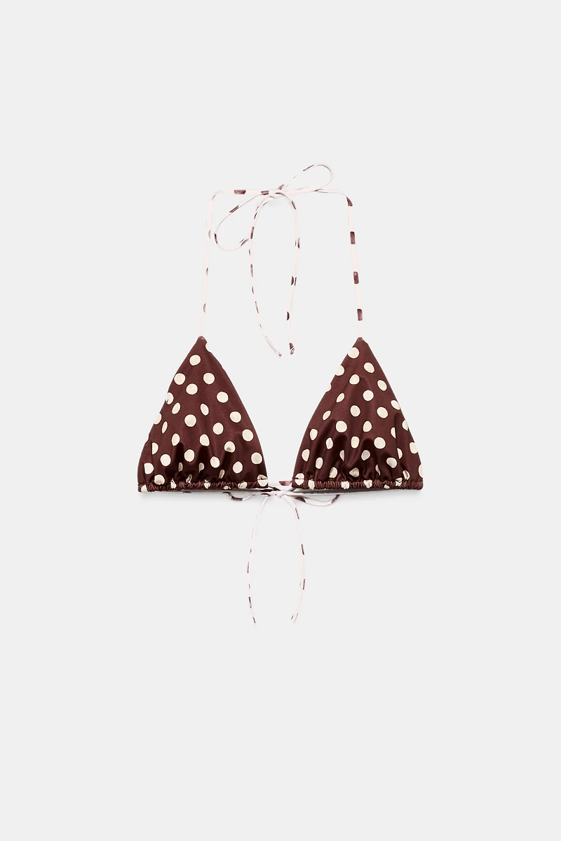 POLKA DOT PRINT TRIANGLE BIKINI TOP