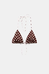 POLKA DOT PRINT TRIANGLE BIKINI TOP