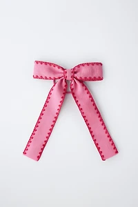 CONTRAST-TRIM BOW SCRUNCHIE