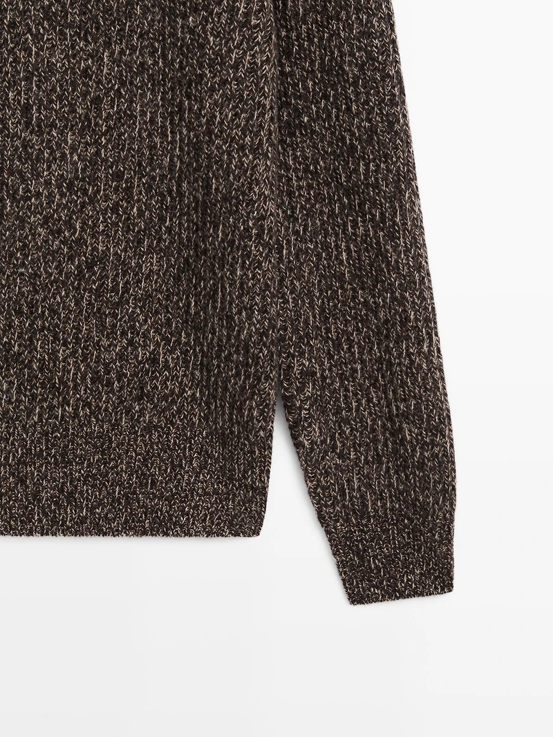 Pull col rond 100 % laine