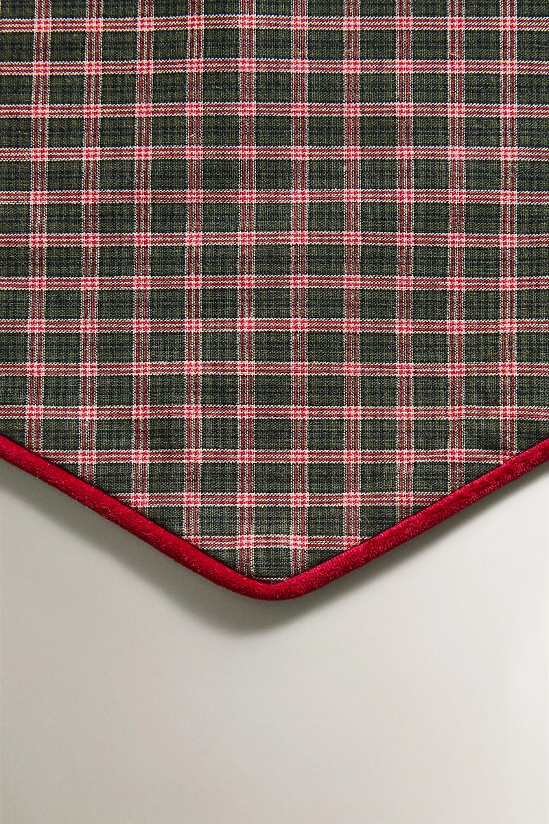 CHRISTMAS COTTON CHECK PET BANDANA