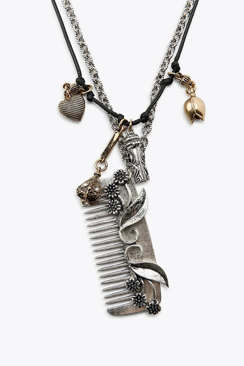 2-PACK COMB CHARM NECKLACES