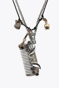 2-PACK COMB CHARM NECKLACES
