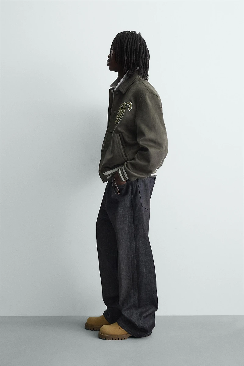 FAUX SUEDE BOMBER JACKET