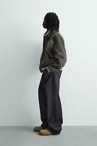 FAUX SUEDE BOMBER JACKET