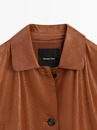 Manteau long en cuir nappa