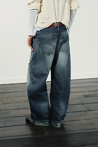 TRF MID-RISE RIPPED BAGGY FOLDED JEANS