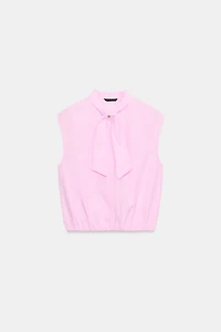 BLOUSE À NŒUD SANS MANCHES
