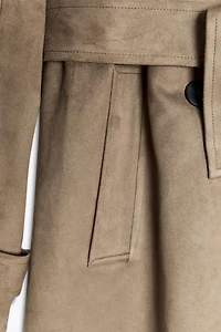 FAUX SUEDE TRENCH COAT