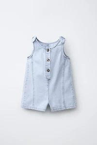 BOW DENIM OVERALL SHORTS