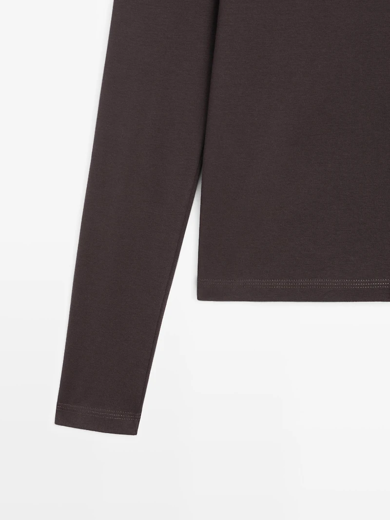 Ribbed long sleeve melange T-shirt