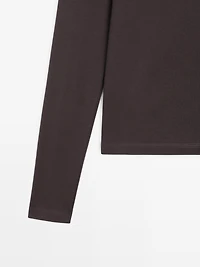 Ribbed long sleeve melange T-shirt