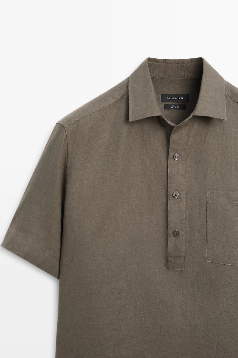 100% linen regular fit polo shirt
