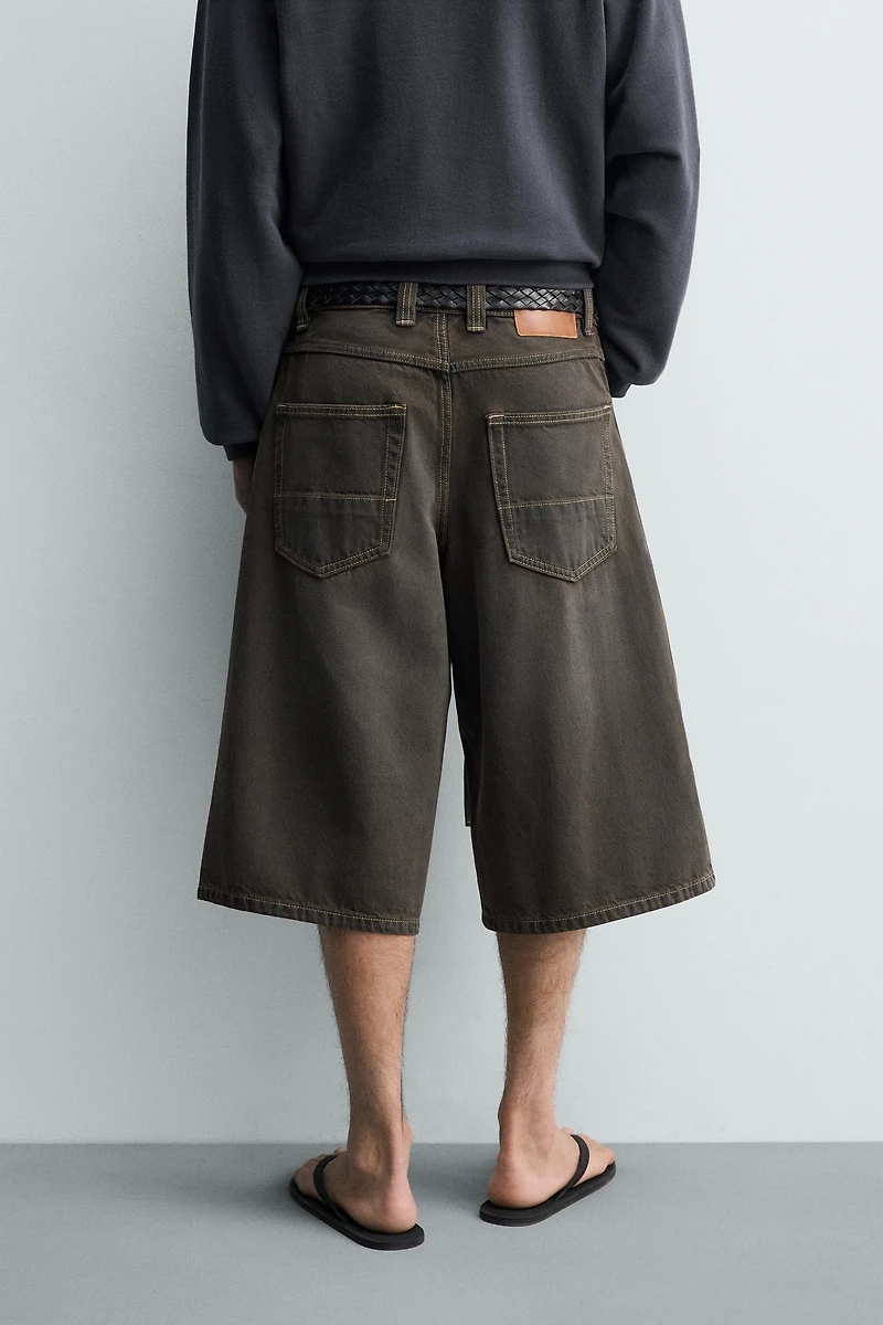 JORT EN DENIM À CEINTURE