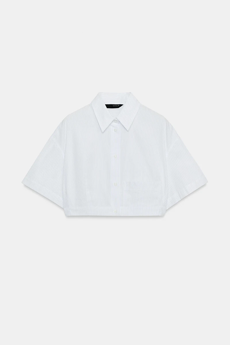 CHEMISE COURTE EN POPELINE À RAYURES