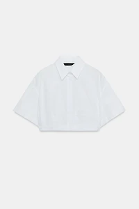 CHEMISE COURTE EN POPELINE À RAYURES