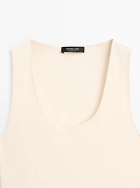 Cotton blend dress with contrast poplin