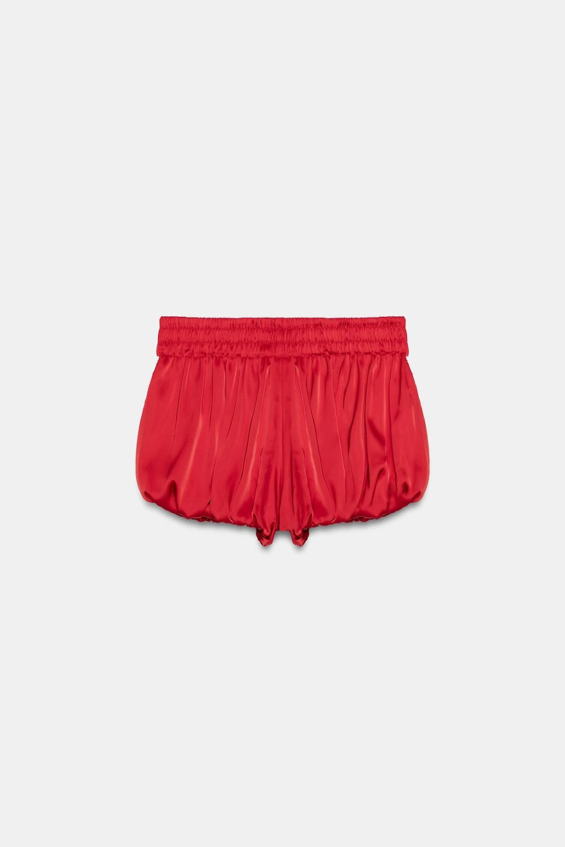 SHORT BALLON EN SATIN ET DENTELLE