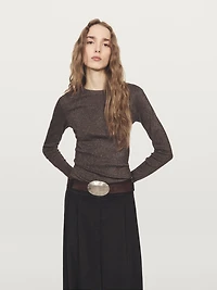 T-shirt manches longues finition métallisée