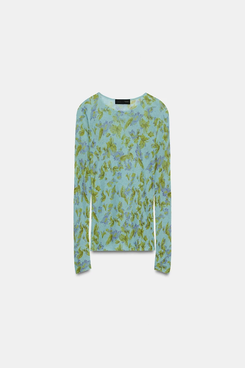 FLORAL PRINT KNIT TOP
