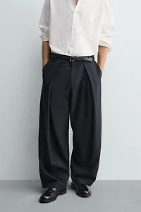 PLEATED PINSTRIPE PANTS