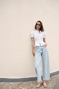 FROG FASTENING PEPLUM SHIRT