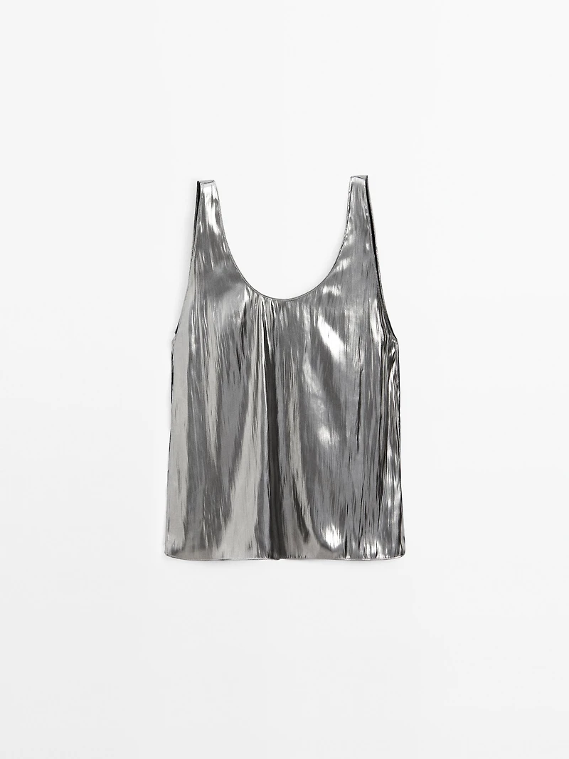 Flowing metallic strappy top
