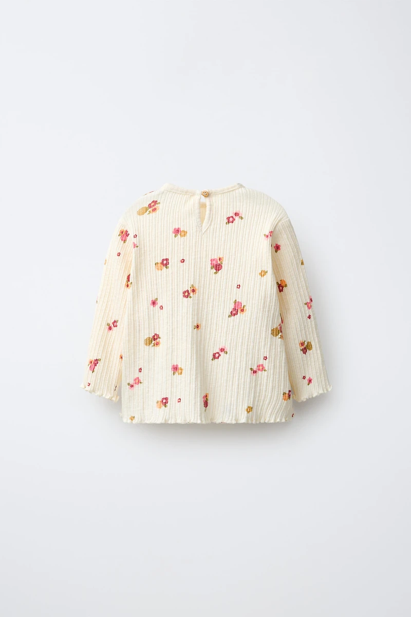 T-SHIRT CANNELÉ À IMPRIMÉ FRUITS