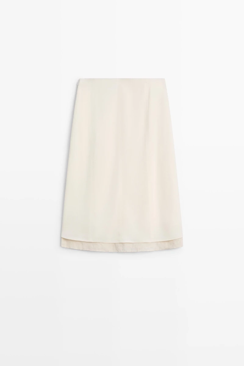Double-layered midi skirt with seam detail