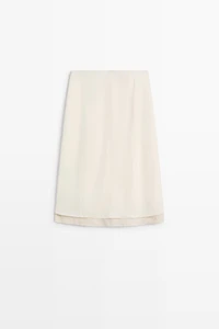 Double-layered midi skirt with seam detail