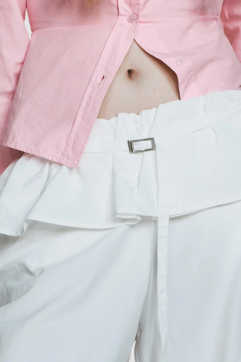 OVERLAPPING WAIST NYLON PANTS