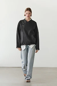Leather bomber jacket