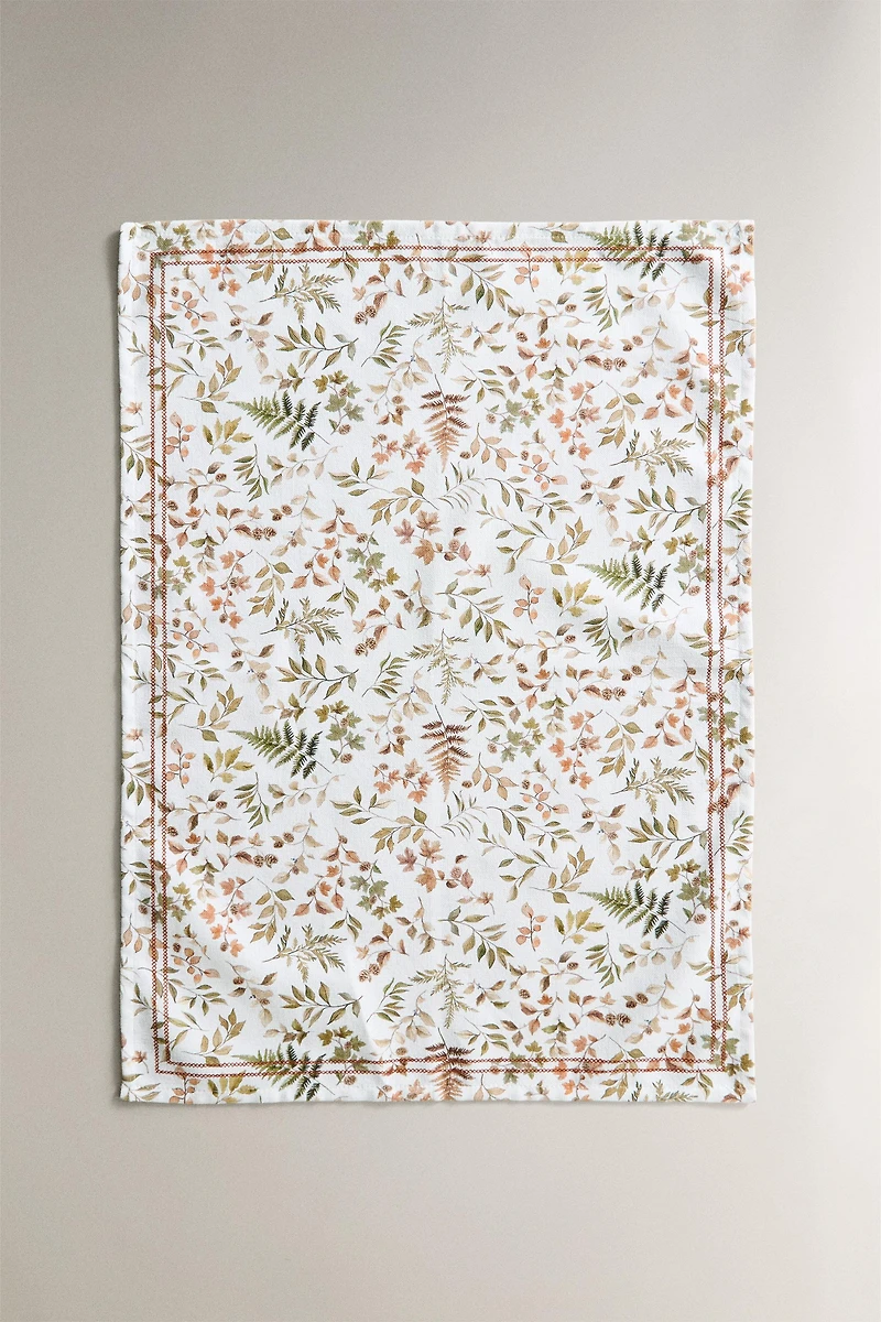 LOT TORCHONS CUISINE COTON FEUILLES (LOT DE 2)