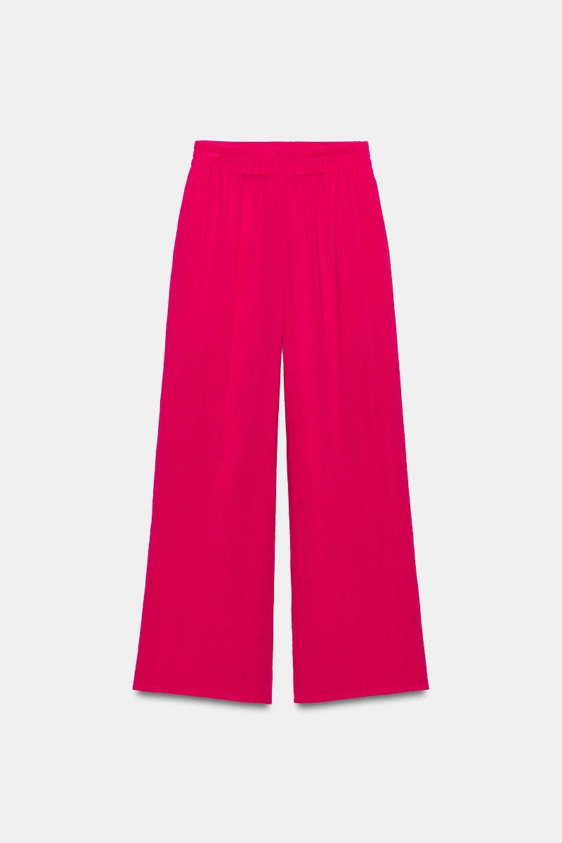 ELASTIC WAISTBAND WIDE LEG PANTS